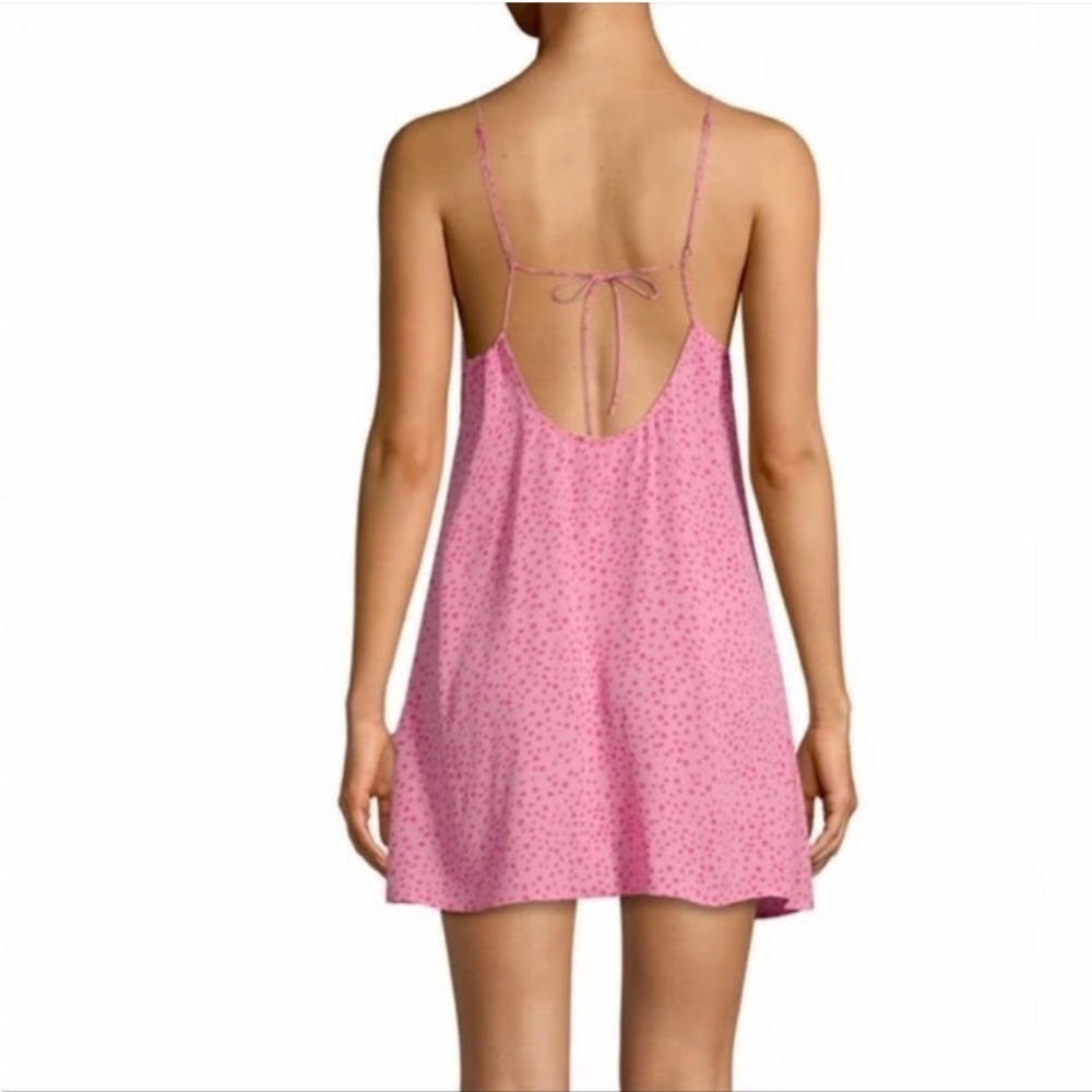 For Love & Lemons Pink Twinkle Slip Mini Dress Cowl Neck Spaghetti Strap L NWT - Picture 4 of 8